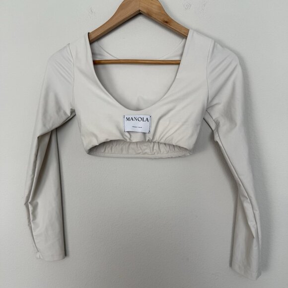 Aritzia Manola Cora Crop Top Ivory Size XS Activewear‎ Fitness Workout Gym - Picture 5 of 7